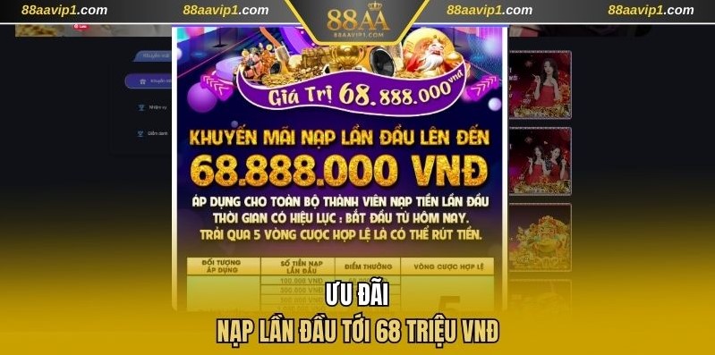 Bùng nổ ưu đãi nạp lần đầu tới 68 triệu VNĐ