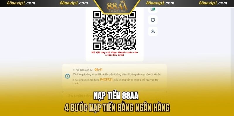 Chia sẻ quy trình 4 bước nạp tiền 88AA bằng ngân hàng