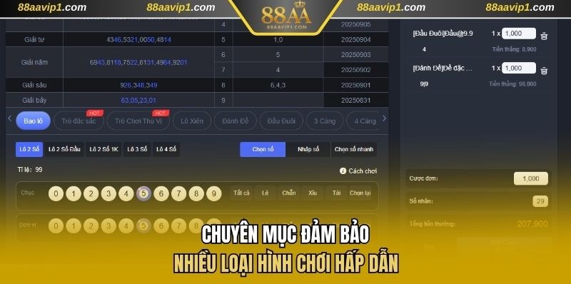 Chuyên mục đảm bảo nhiều loại hình chơi hấp dẫn
