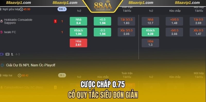 Cược chấp 0.75 có quy tắc siêu đơn giản