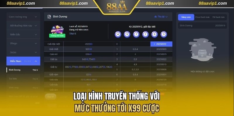 Tham gia loại hình truyền thống với mức thưởng tới x99 cược