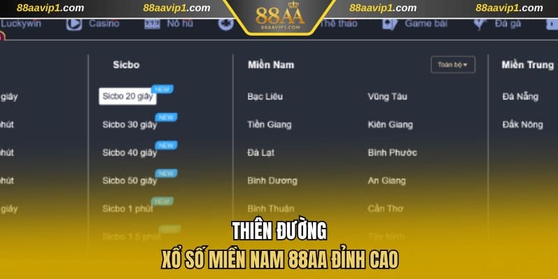 Thiên đường xổ số miền Nam 88AA đỉnh cao